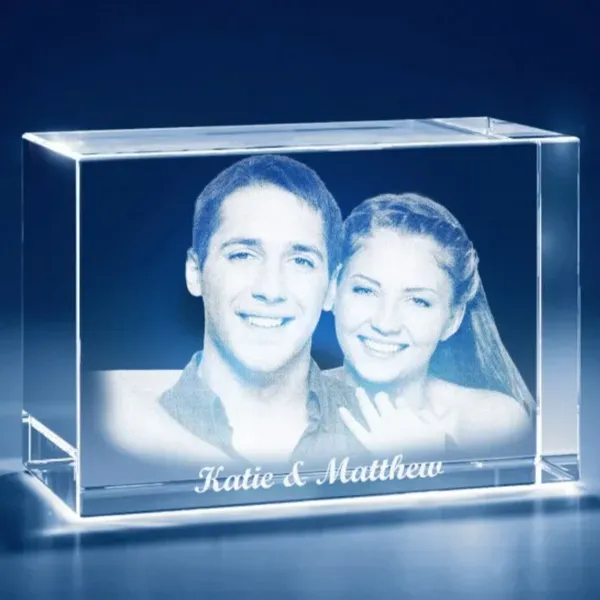 Husband & Wife Name Customized Cube Laser Engraved 3D Crystal
