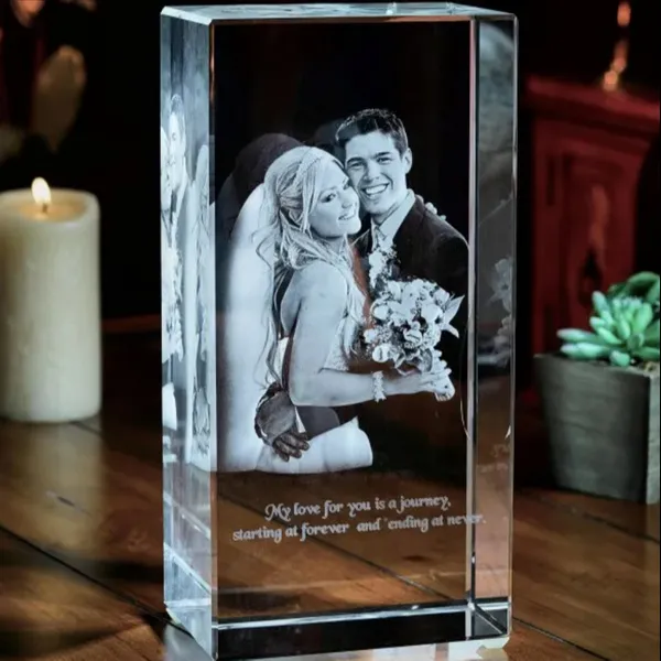 My Love For You Customized Rectangle Laser Engraved 3D Crystal