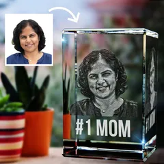 #1 Mom Custom 3D Photo Personalised Rectangular Crystal