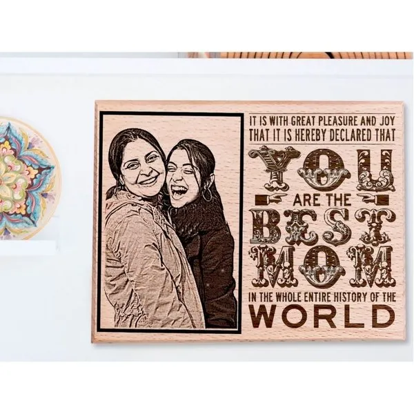 Mother’s Day Personalized Gift Engraved Photo Plaque Wood Gift for Mom