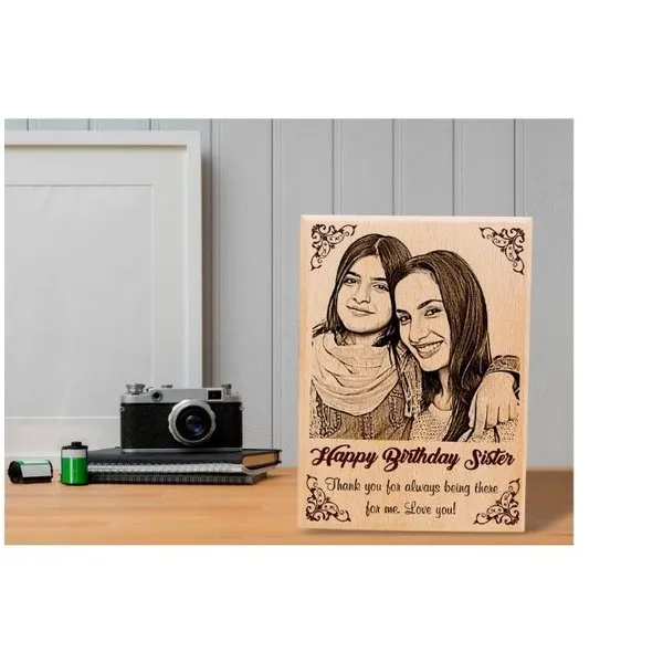 Birthday Gift for Sister – Personalized Engraved Wooden Photo Frame