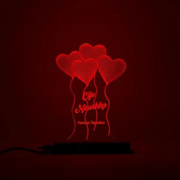 Personalized LED Night Lamp - Hearts