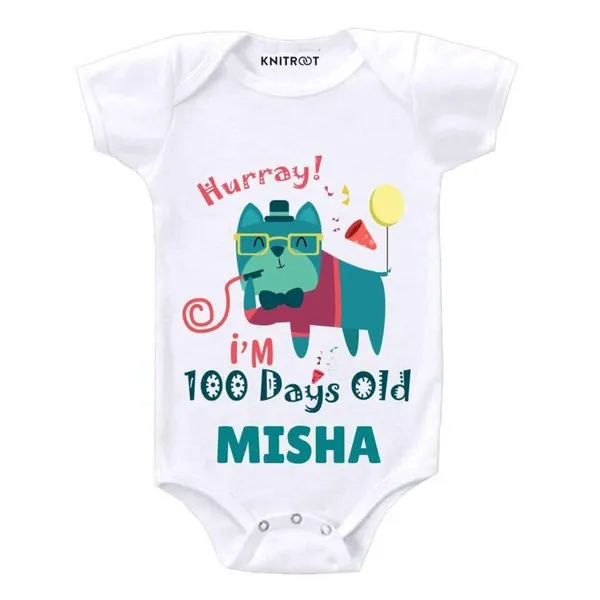 Hurray I’m 100 Days Old Baby Wear Onesie