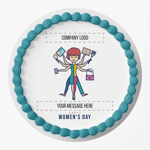 Eggless Women's Day Corporate Logo & Message Personalized Photo Designer Cake 