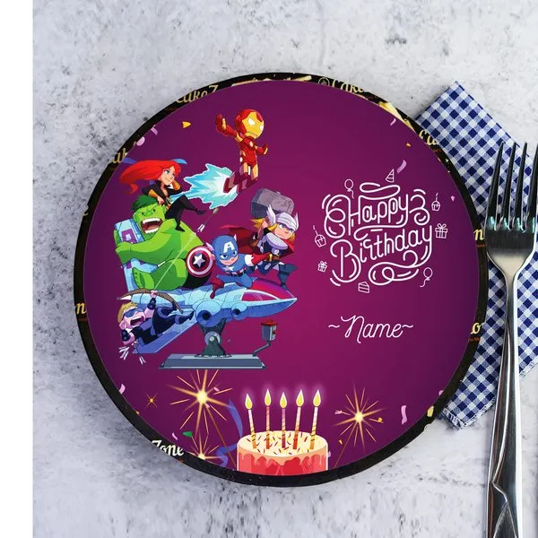 Eggless Nickainley Avengers Circular Personalised Birthday Name Cake for Boys