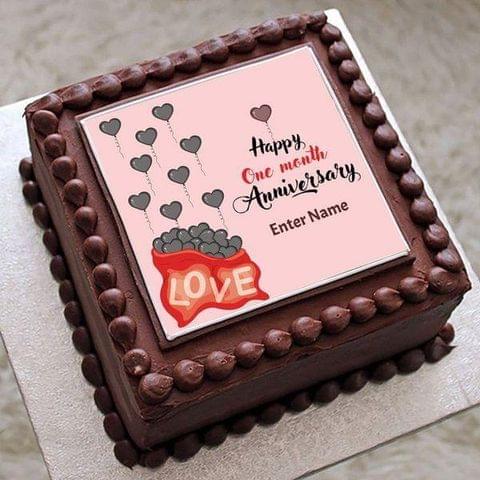 Eggless Happy One Month Anniversary Celebration Name Personalised Cake by  CakeZone | Gift customizable-photo-cakes Online | Buy Now