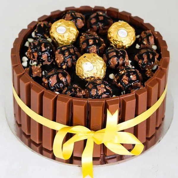 Eggless KitKat Ferrero Rochers Cake