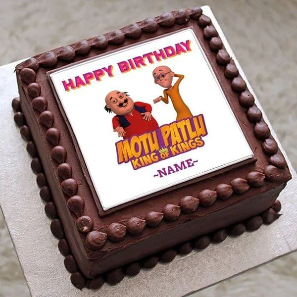 Eggless King of Kings Motu Patlu Personalised Birthday Cake for Kids by  CakeZone | Gift cartoon-cakes Online | Buy Now