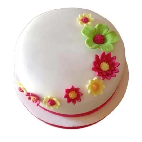 Colorful Flower Art Regular Flavour Cake