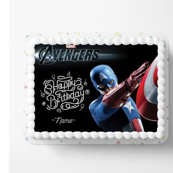 Captain America Personalised Happy Birthday Cake for Boys