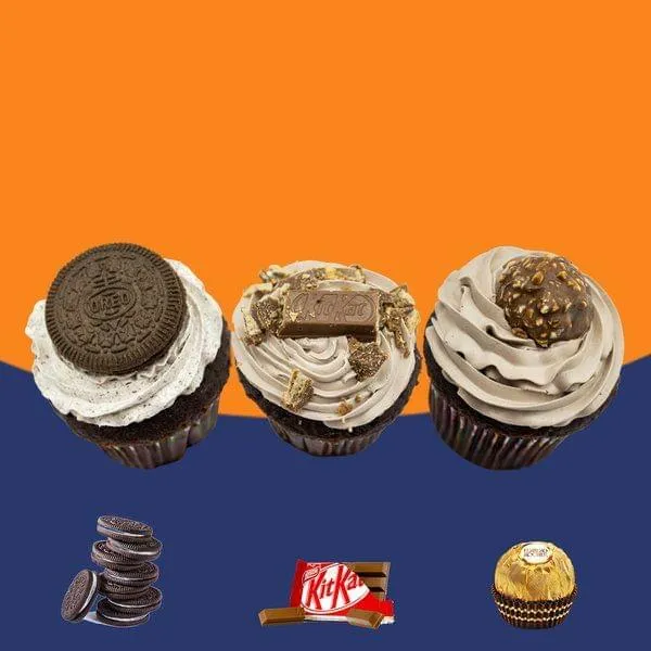 Oreo Cupcake + Kit Kat Cupcake + Ferrero Rocher Cupcake