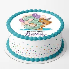 Eggless Happy 3rd Birthday Designer Photo Cake