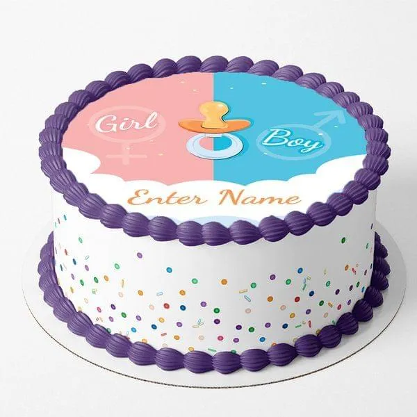Girl or Boy Half & Half Personalised Cake for Baby Shower