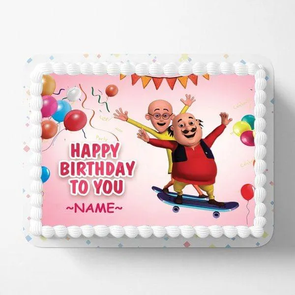 Eggless Motu Patlu Personalised Happy Birthday To You Cake for Kids by  CakeZone | Gift cartoon-cakes Online | Buy Now