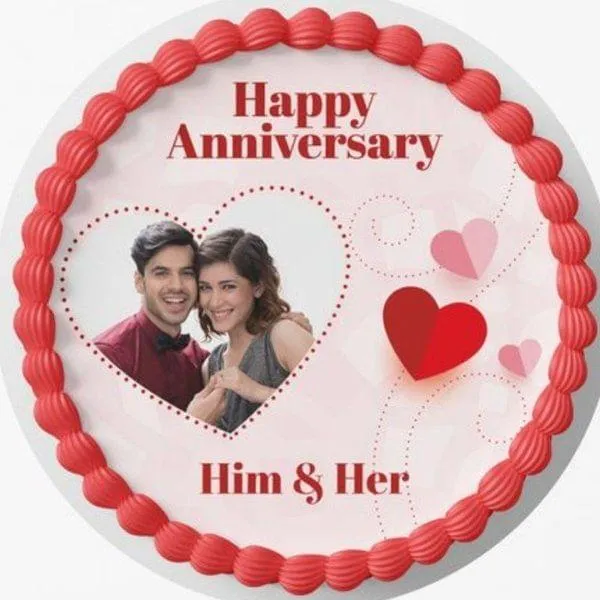 Eggless Soulmate Couple Photo & Name Personalized Happy Anniversary Cake