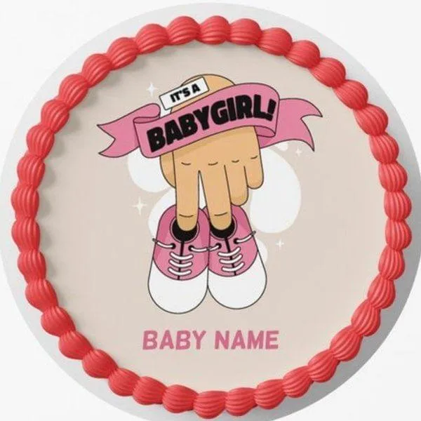 It's a Baby Girl Name Personalized Girls Birthday Designer Photo Cake