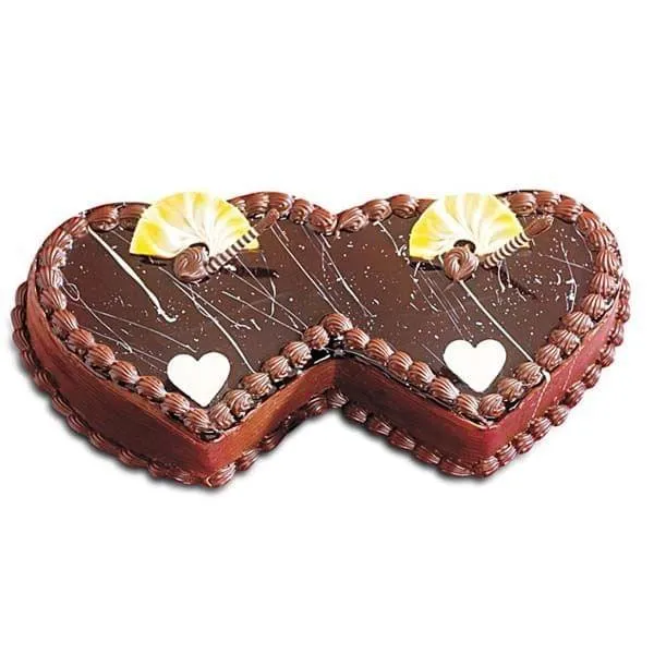 Twin Hearts Chocolate Cake