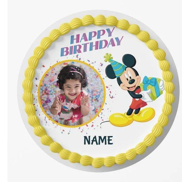 Happy Birthday Photo & Name Personalized Mickey Mouse Theme Cake | Birthday  Cake for Boys | Birthday Cake for Girls by CakeZone | Gift Customizable  Photo Cakes Online | Buy Now