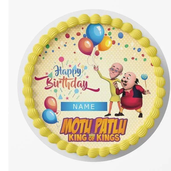 Motu Patlu Name Personalized Happy Birthday Cake by CakeZone | Gift  Customizable Photo Cakes Online | Buy Now