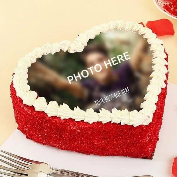 Eggless Premium Heart Shape Photo Cake