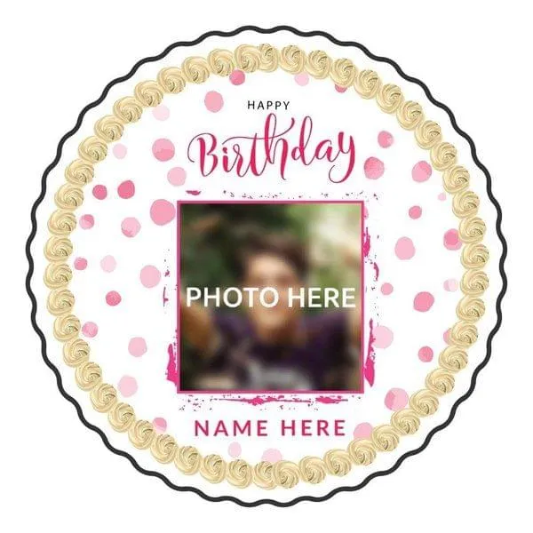 Polka Dot Birthday Round Photo Cake