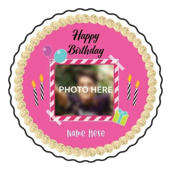 Birthday Party Round Photo Cake
