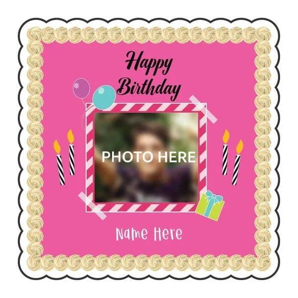 Eggless Birthday Party Square Photo Cake