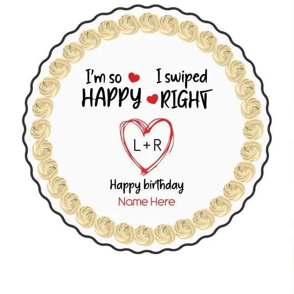 Swiped Right Round Birthday Photo Cake