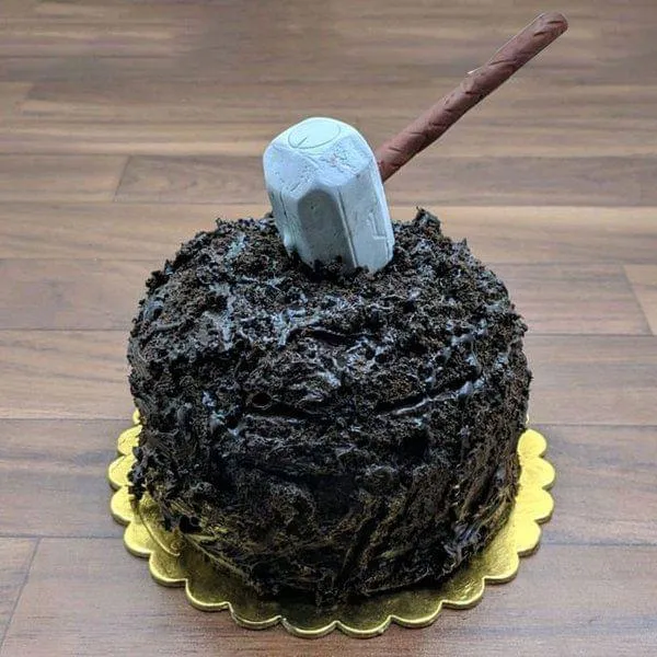 Eggless Thor's Hammer Cake