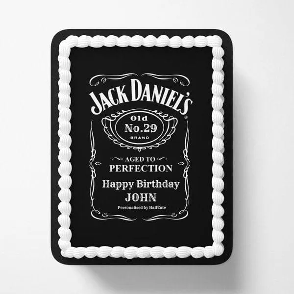 Personalized Name & Age Jack Daniels Birthday Photo Cake