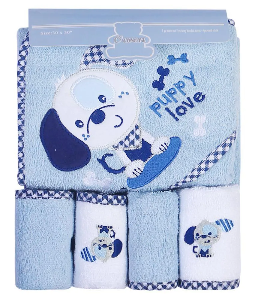 5pc Starter Gift Set Hooded Towel with Washcloths
