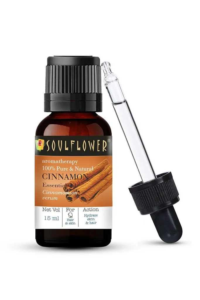 Soulflower Cinnamon Essential Oil for Skin Infection, Pure Skin, Long Hair, Strong Hair Roots, 100% Pure, Natural & Undiluted Oil, 15ml