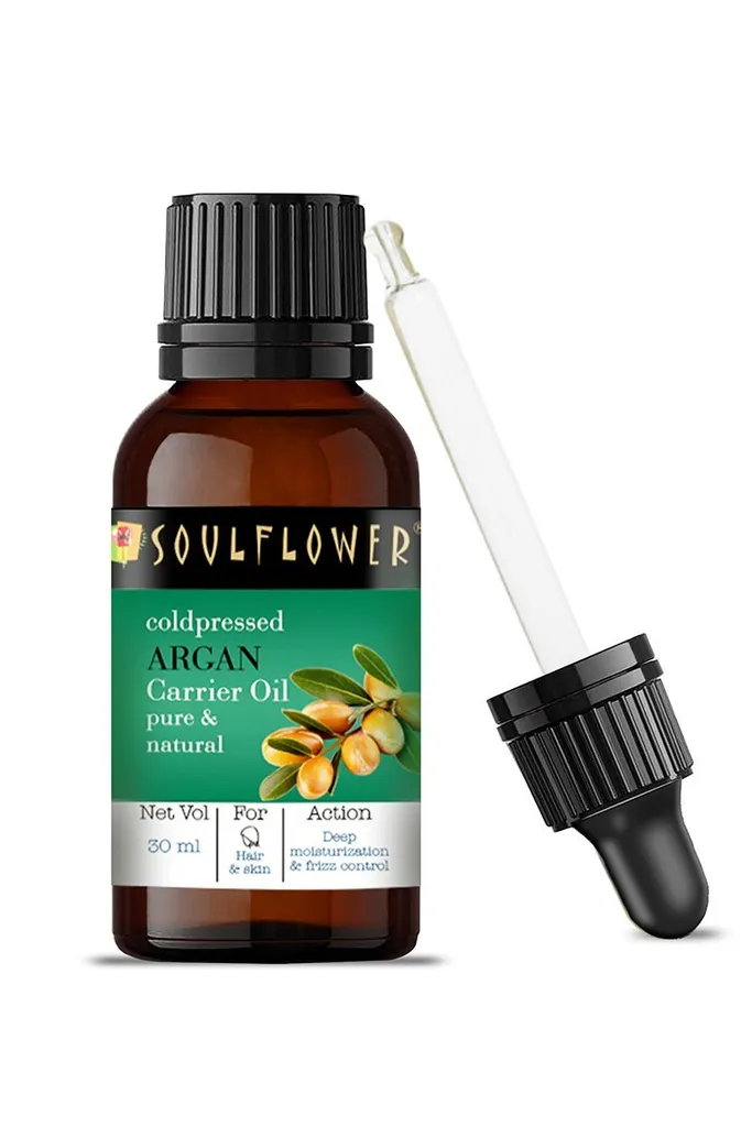 Soulflower Moroccan Argan Oil for Moisturising & Hydrating Skin, Lip Care, Strong & Frizz Free Hair, Under Eye Care, 100% Pure, Natural & Undiluted Oil, ESG Certified, 30ml