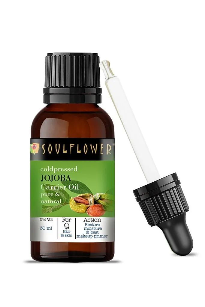 Soulflower Jojoba Coldpressed Carrier & Hair Oil, Ultimate Make Up Remover & Primer, 30ml
