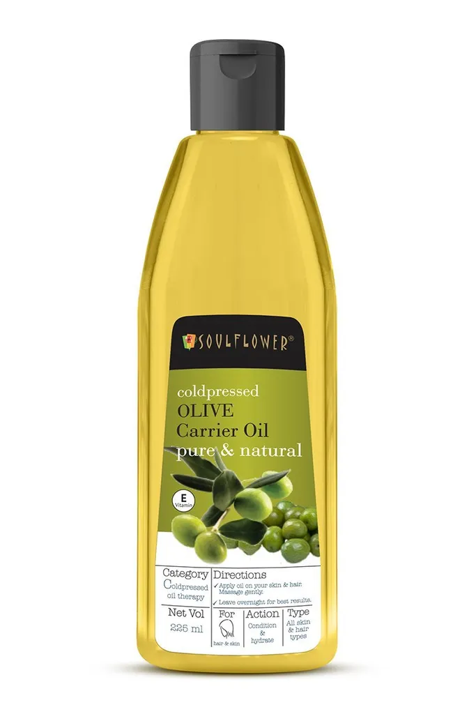 Soulflower Olive Oil for Hair, Pores Cleansing, Strong & Smooth Hair, 100% Pure, Natural & Coldpressed Oil, 225ML