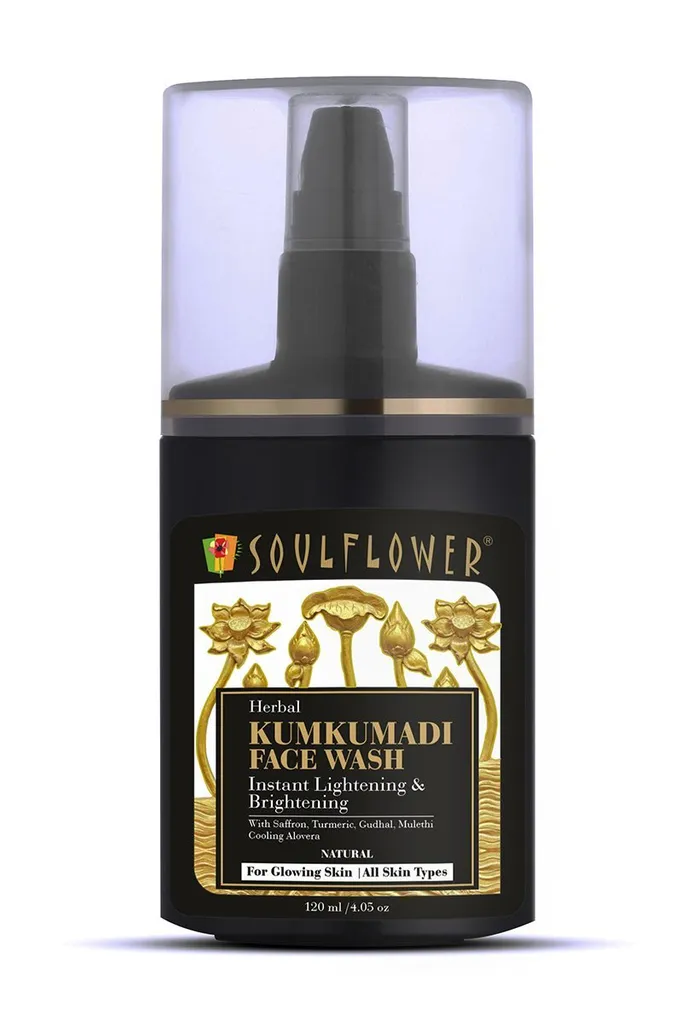 Soulflower Herbal Kumkumadi Face Wash With Saffron, Turmeric, Gudhal, 120ml