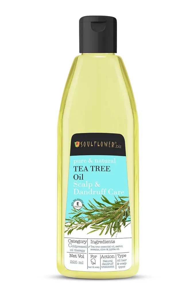 Soulflower Tea Tree Oil for Scalp & Dandruff Care, Hair Growth, 225ML