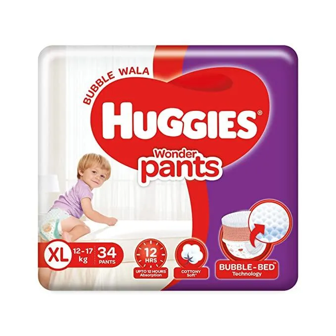 Huggies Wonder Pants, Extra Large, Baby Diaper Pants, 34 count