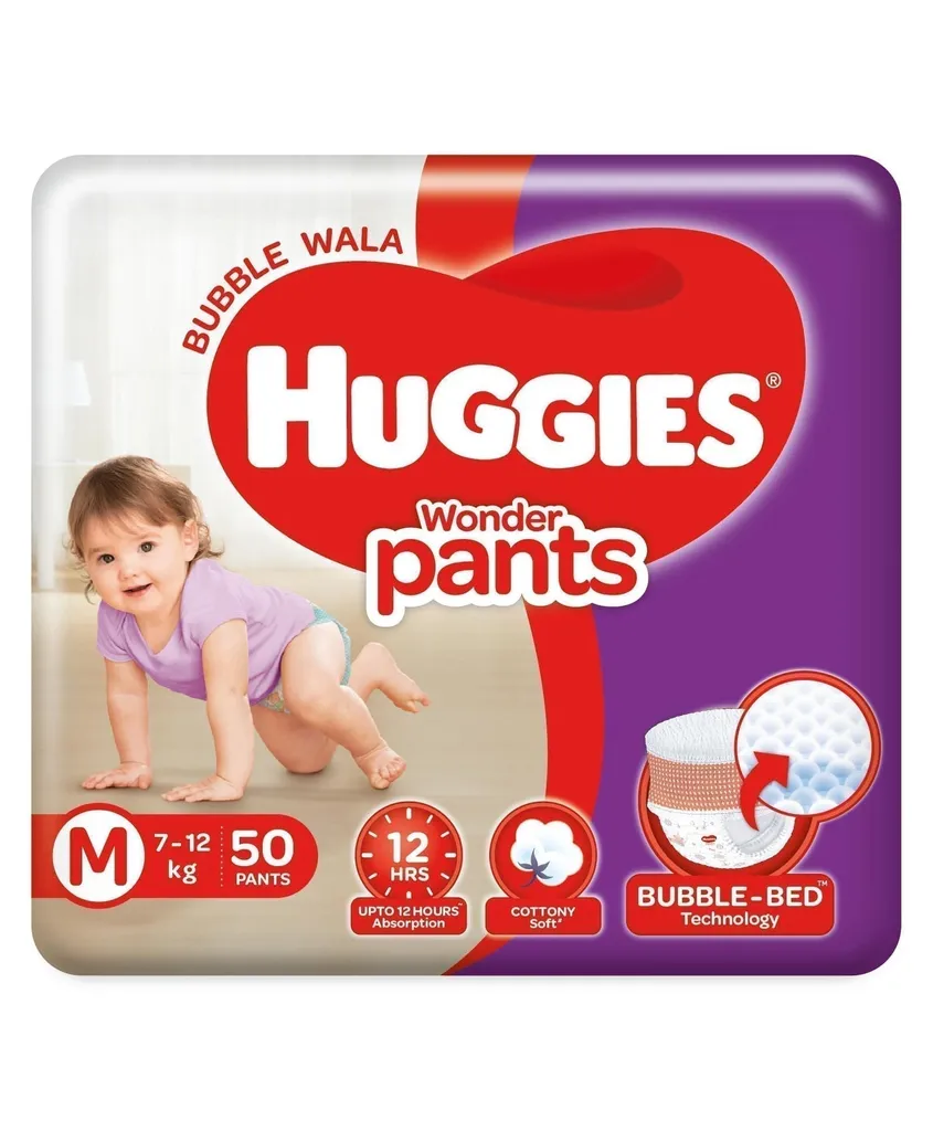 Huggies Wonder Pants, Medium (M) Size Baby Diaper Pants, 50 count