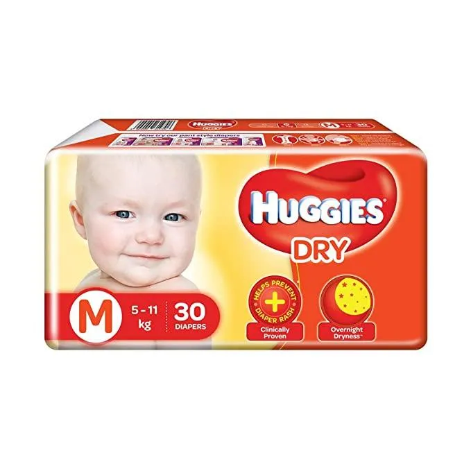 Huggies New Dry Medium Size Diapers, 5 - 11 kg, 30 count