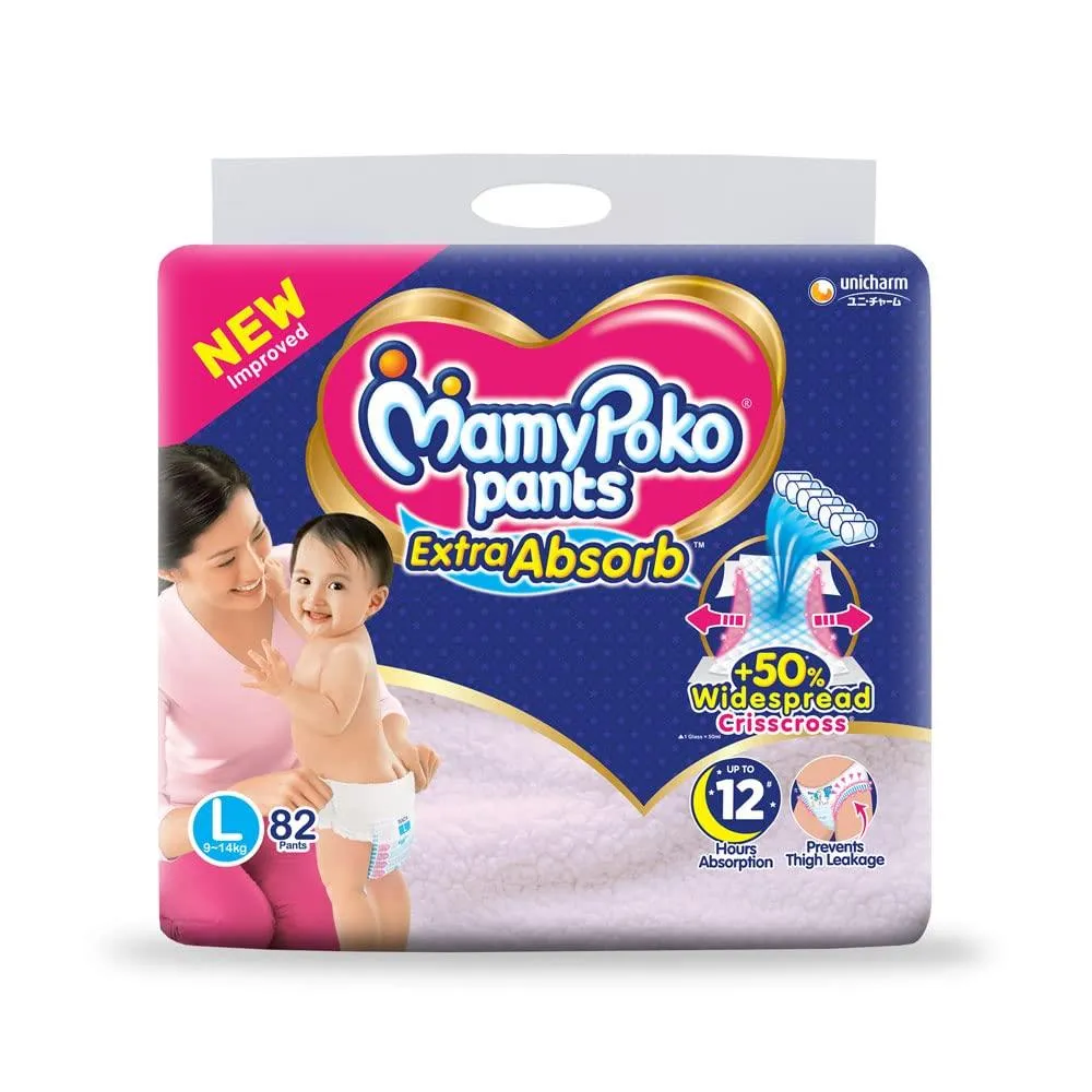 MamyPoko Pants Extra Absorb Baby Diaper, Large ,Pack of 82