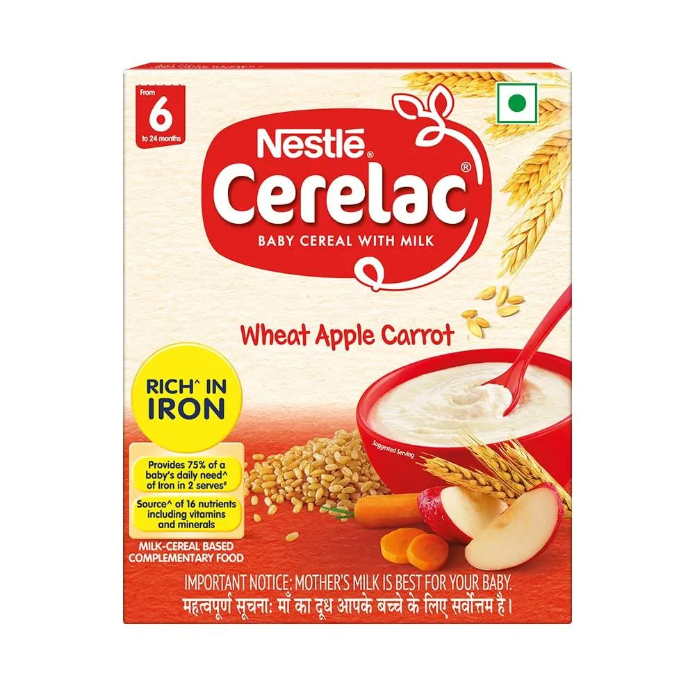 Nestle Cerelac Wheat Apple Carrot Baby Cereal, 6 -12 Mths, 300 gm