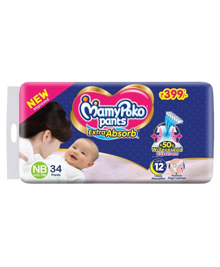 MamyPoko Pants Extra Absorb- For New Born upto 5 Kg - Pack of 34