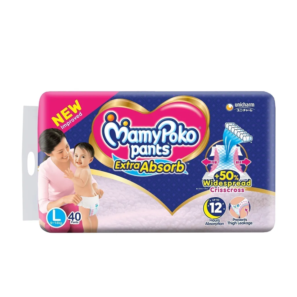 MamyPoko Pants Extra Absorb Baby Diaper, Large (Pack of 40)