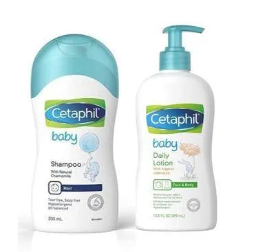 Cetaphil Baby Shampoo 200Ml, Cetaphil Baby Daily Lotion with Organic Calendula - Combo