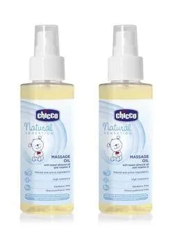 Chicco Massage Oil Nat Sens 100Ml Intl - Blue - Pack of 2 - Combo