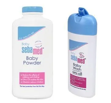 Sebamed Baby Powder 200Gm &Sebamed Baby Wash Extra Soft 200Ml Combo