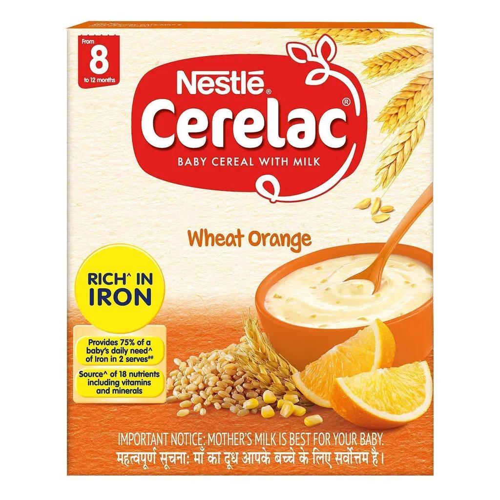 Nestle Cerelac Wheat Orange Baby Cereal, 8 to 12 Mths, 300 gm