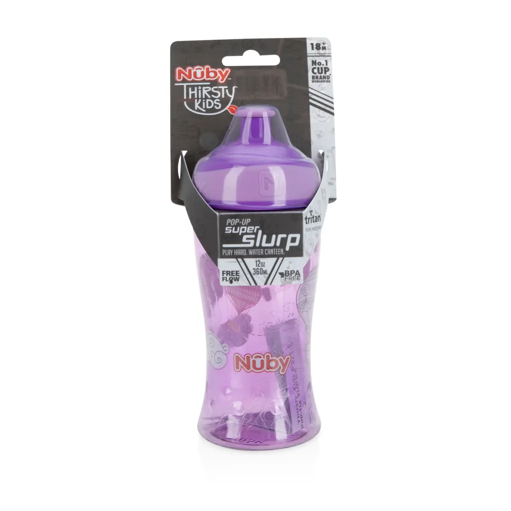 Nuby Pop-up Super Slurp 360ml (Purple Balloon)