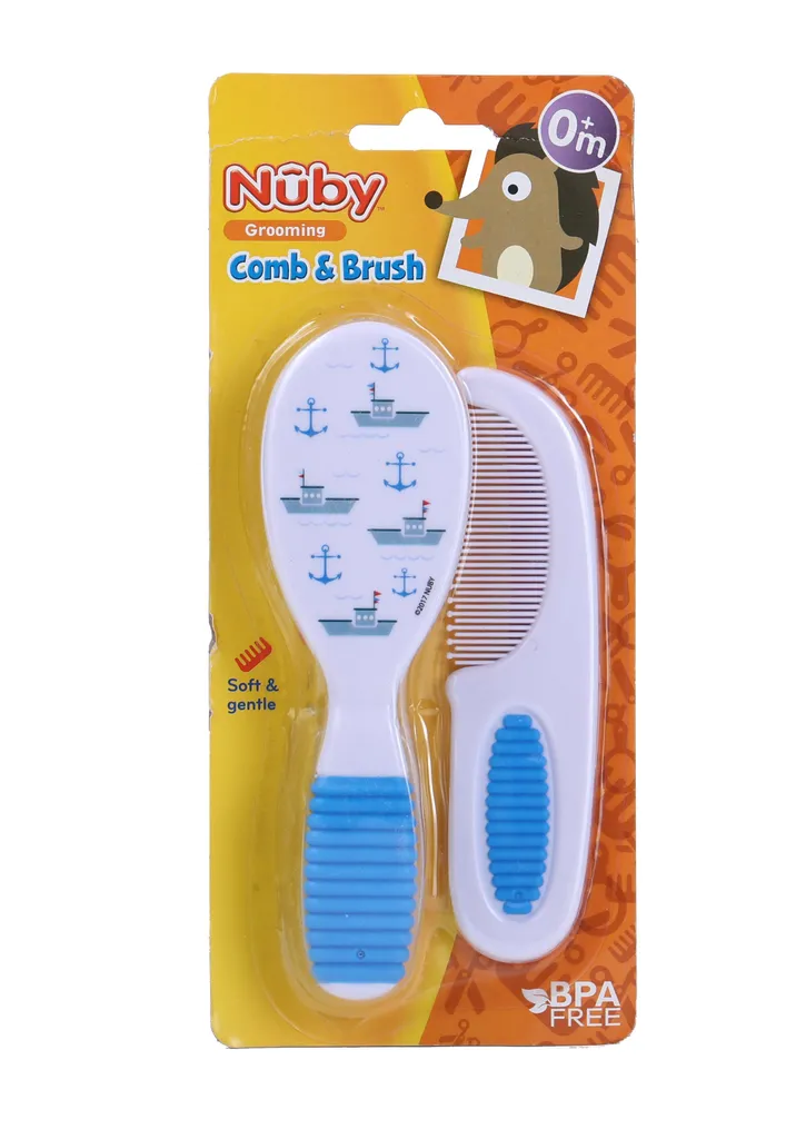 Nuby Comb & Brush Set (Blue Ship)